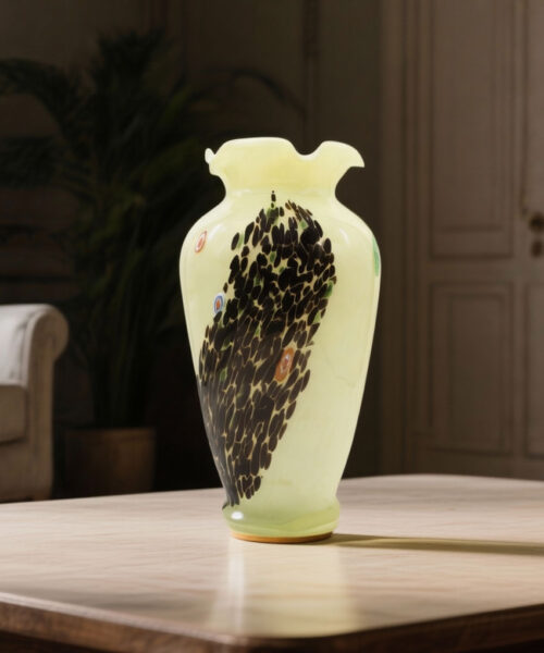 Vaso Murano - Beige macchie Nere con Murrina