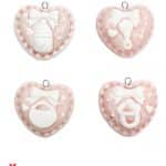 Magnete -  Set Baby Cuore Rosa (Biberon - Sonaglino - Bavetta - Ciuccio)