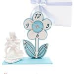 Bomboniera Confezionata – Orologio Fiore Celeste con Maternità - Un Simbolo di Amore e Dolcezza