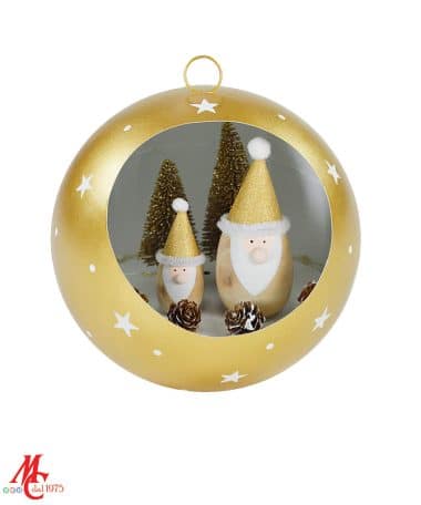 Palla Oro Decoro Babbo Natale con Led