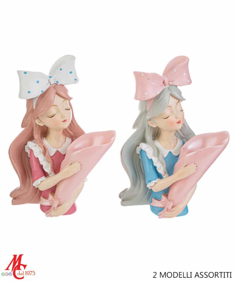 Bomboniera Vaso Girl in Resina - 2 Assortiti - Misure: 10x6xh15 cm (Confezione Non Inclusa)