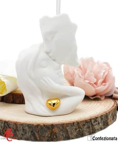 Bomboniera Matrimonio: Profumatore Due Volti in Porcellana con Cuore Oro - Completa di Confezione