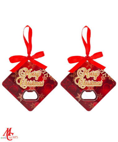 Appendino Apribottiglie - 2 modelli assortiti Brand: Christmas Collection Materiale: Ceramica Misure: 8cm x 8cm Colore: Rosso - Bianco - Oro