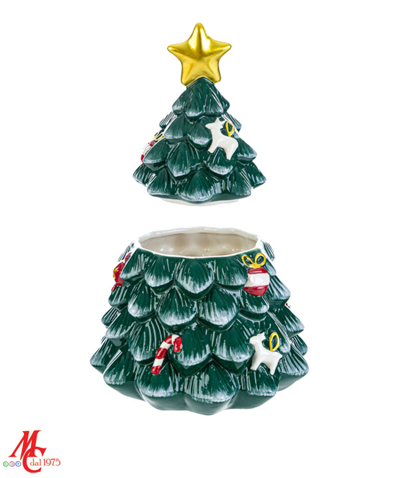 Scatola Ceramica Albero di Natale Materiale: Ceramica Misure: 17,5cm × 17,5cm x h.25cm