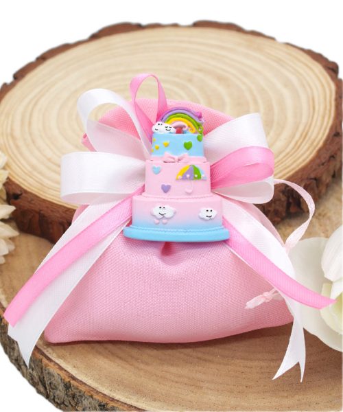 Bomboniera Sacchettino Rosa con Magnete Arcobaleno