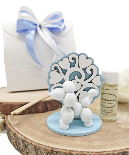 Bomboniera Profumatore Balloon Dog con Base Albero della Vita Celeste