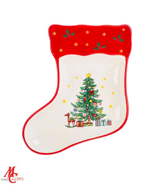 Vassoio Ceramica Calza - Dec. Albero Natalizio