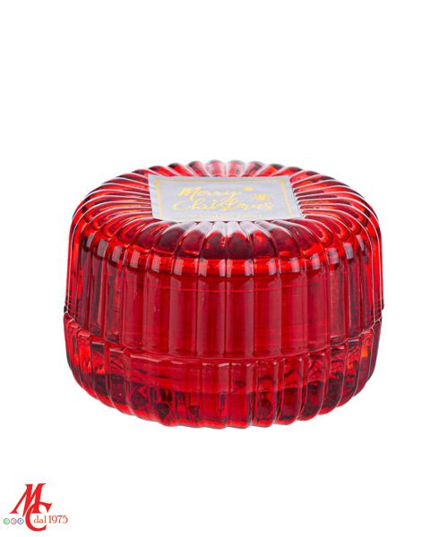 Candela Scatola Vetro Natalizia Rosso