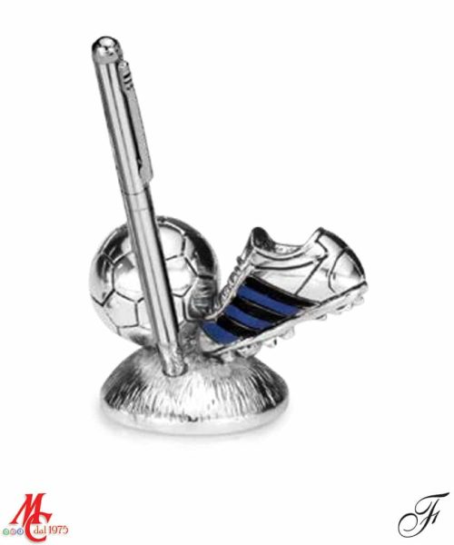 Bomboniera - Scarpetta Calcio Nero/Azzurro con Penna