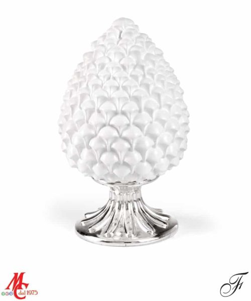 Bomboniera - Pigna bianca con base Argento