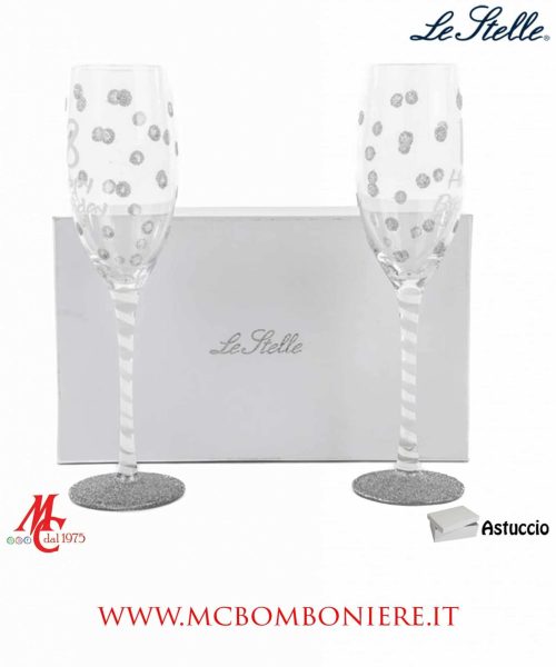 Set 2 Flute - Vetro Decorato Argento