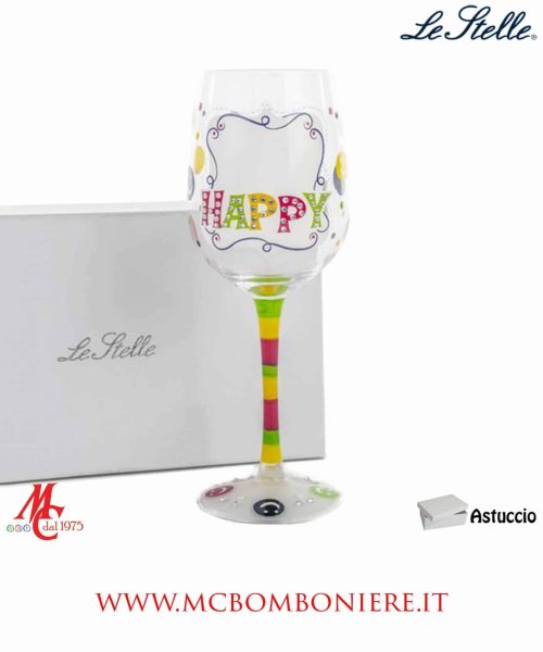 Calice vetro decoro Multi-color - HAPPY