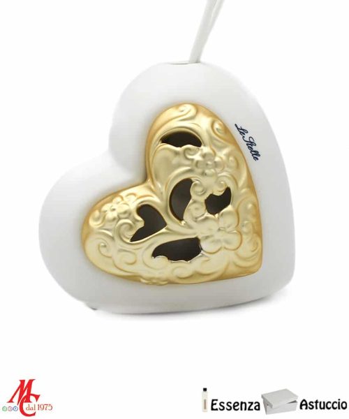 Bomboniera Confezionata - Profumatore Cuore Bianco/Oro