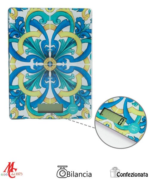 Bomboniera Confezionata - Bilancia pesa Alimenti decoro Maioliche - Riviera Blu