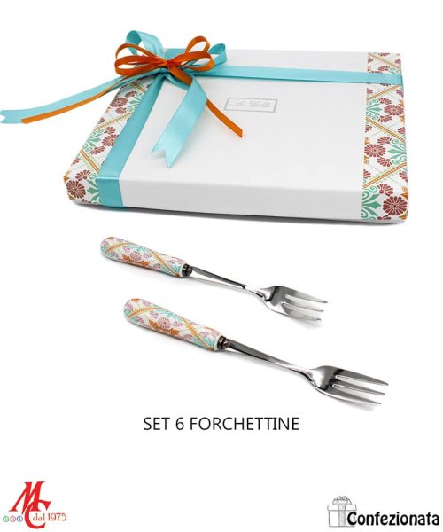 Bomboniera Confezionata - Set 6 Forchettine decoro ALOHA