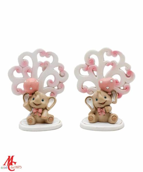 Elefantino Resina con Albero della Vita - Rosa