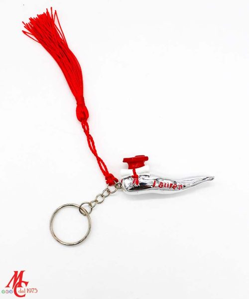 Bomboniera/Bustina Laurea - Portachiavi Corno Argento