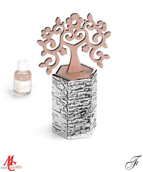 Bomboniera - Profumatore Esagonale Argento con Albero della Vita