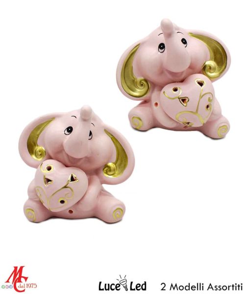 Elefantino Rosa e Oro - Luce Led
