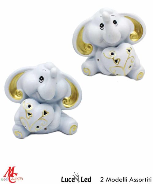 Elefantino Celeste e Oro - Luce Led