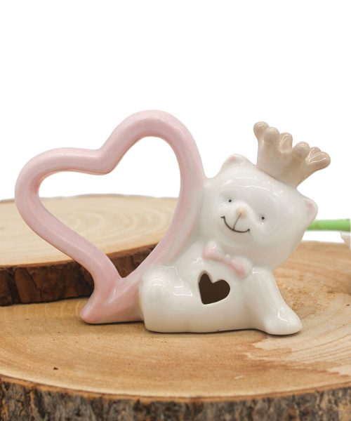 Orsetto Cuore Porcellana Rosa