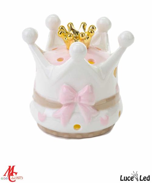 Bomboniera - Corona Porcellana led Rosa