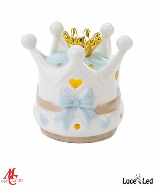 Bomboniera - Corona Porcellana led Celeste