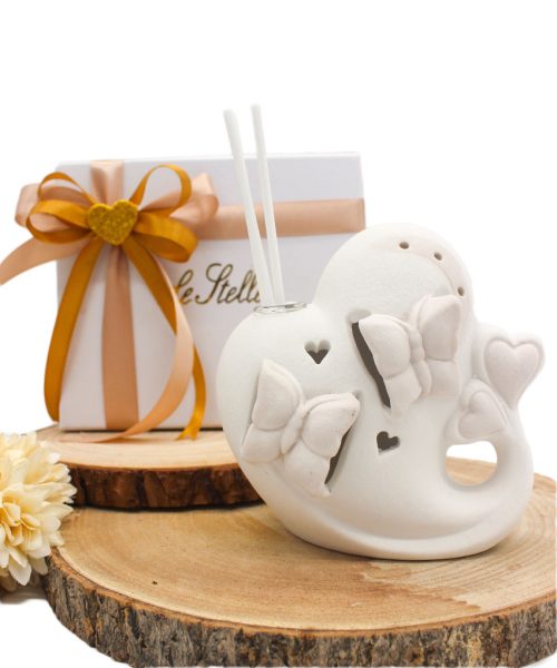 Bomboniera Profumatore Cuore con Farfalle - Luce Led