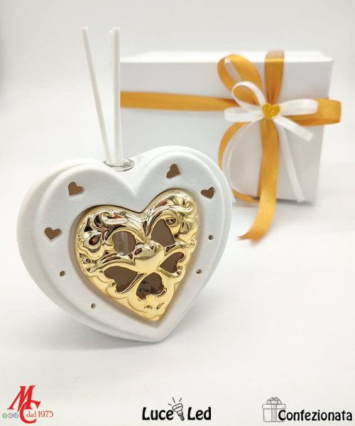 Profumatore Cuore Led - Bianco e Oro