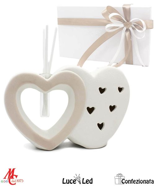 Profumatore Cuori Led - Tortora e Bianchi