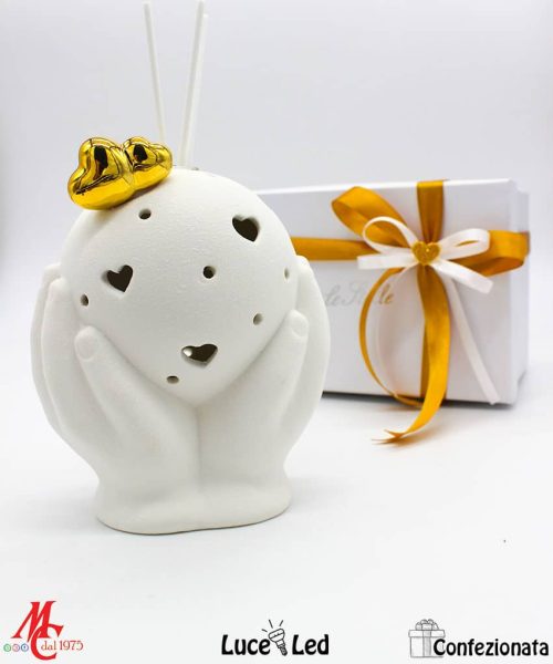 Profumatore Sfera Mani Led - Bianco e Oro