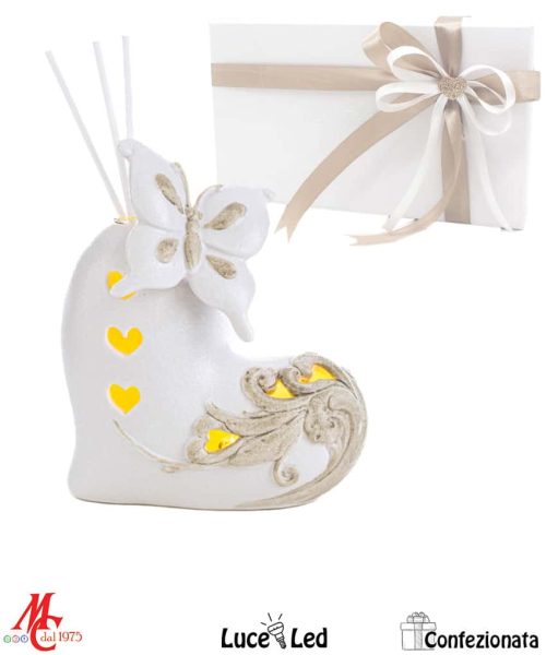 Bomboniera Profumatore Cuore con Farfalla - Luce Led