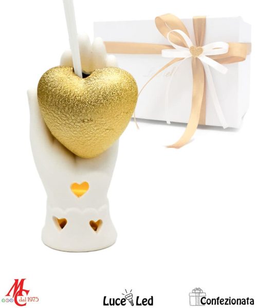 Bomboniera Profumatore Cuore Mano - Luce Led