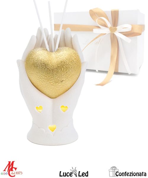 Bomboniera Profumatore Cuore Mani - Luce Led