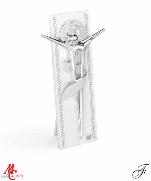 Bomboniera - Cristo argento con particolari Bianchi