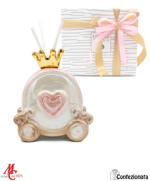 Bomboniera Profumatore Carrozza Rosa