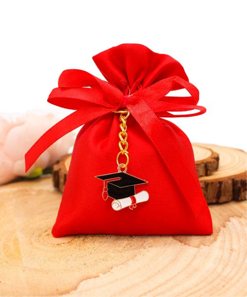 Sacchettino Rosso Laurea con Portachiavi Tocco