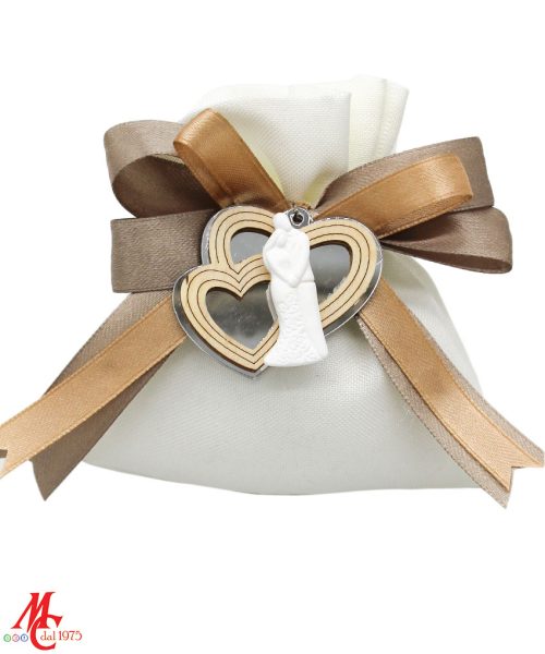 Sacchettino con Magnete Cuori Intrecciati in Legno