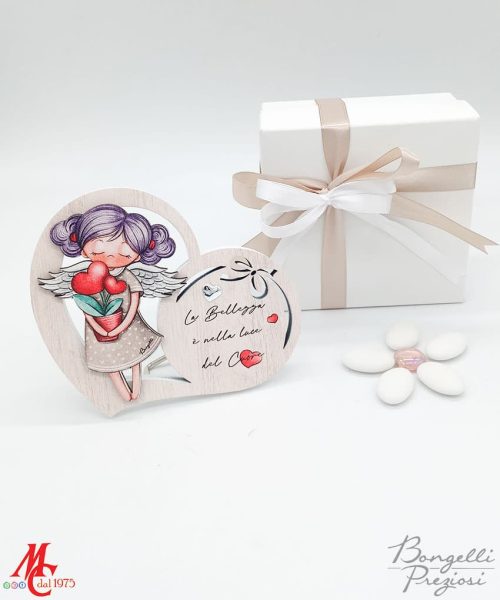 Bomboniera - Angelo con Piantina Cuori
