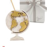 Bomboniera Profumatore Mappamondo - Oro su Base in Polvere di Marmo Invecchiata