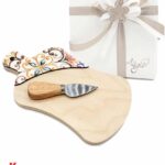 Bomboniera Tagliere decoro Maioliche - con Coltellino Formaggio