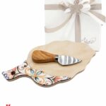 Bomboniera Tagliere decoro Maioliche - con Coltellino Formaggio