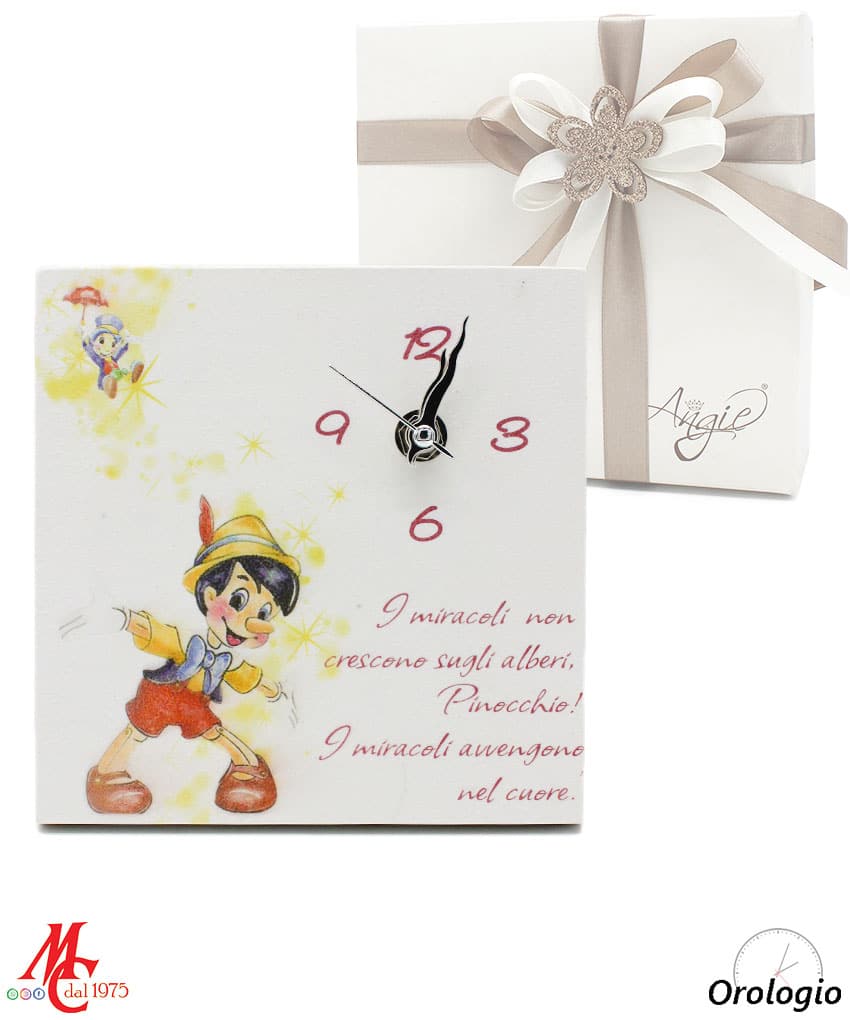Bomboniera Orologio tema Pinocchio – I miracoli avvengono nel cuore