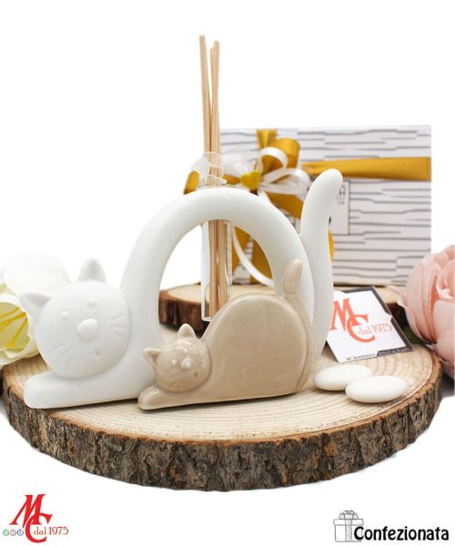 Bomboniera Battesimo -  Profumatore Gattini - Completa di Confezione