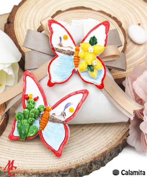 Sacchettino con Applicazione Magnete Farfalla Decoro Paesaggio