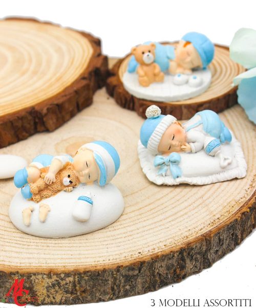 Bomboniera Nascita e Battesimo Bimbetto Celeste - 3 Modelli Assortiti