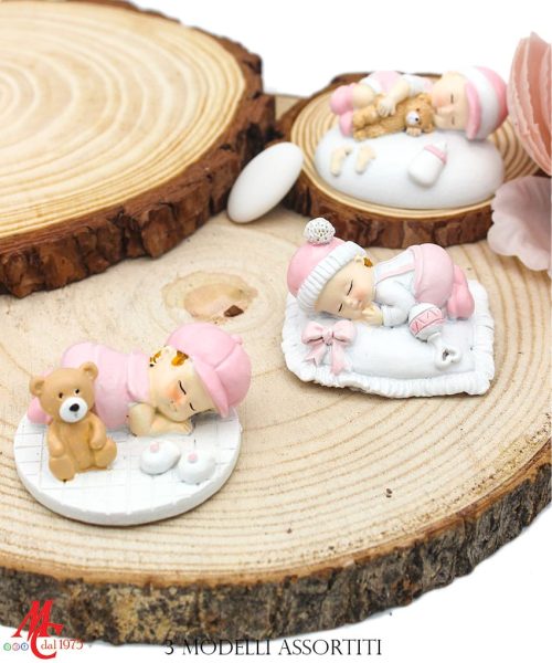 Bomboniera Nascita e Battesimo Bimbetta Rosa - 3 Modelli Assortiti
