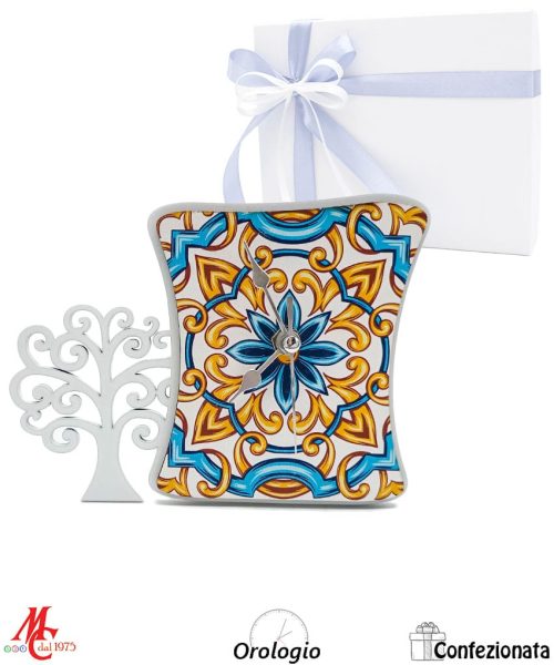 Bomboniera - Orologio decoro maioliche con albero della vita