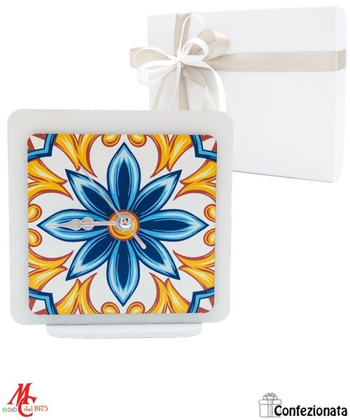 Bomboniera – Orologio quadrato decoro Maioliche