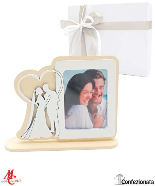 Bomboniera Matrimonio portafoto con Sposi Beige